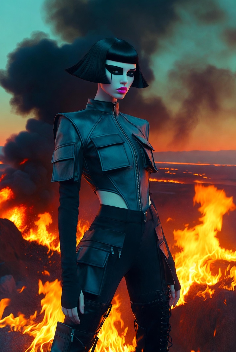 AI artwork of Elettra by Silvia — Elettra among flames